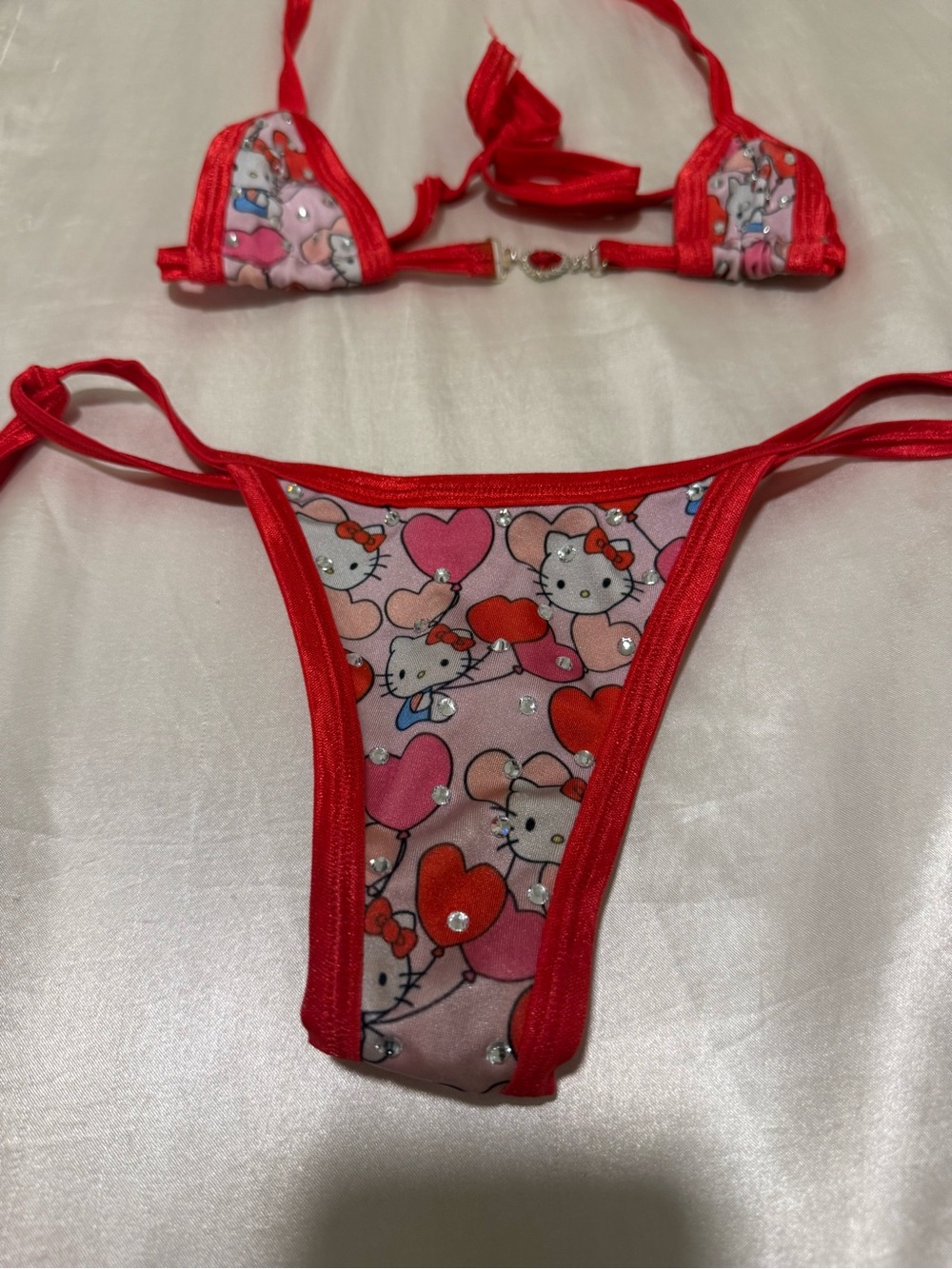 Red Hello Kitty Print Micro Bikini Set - Picture 3 of 4